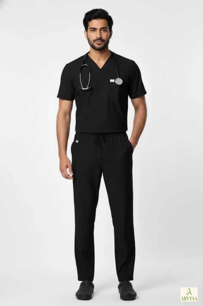 Bioweave Black Scrub (XS, V-Neck Collar)